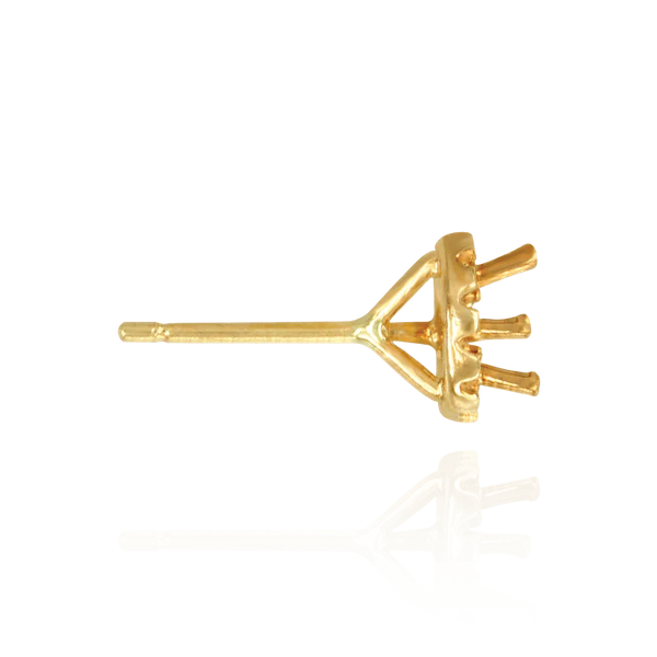 Round Three Prong Halo Earrings with Push Post