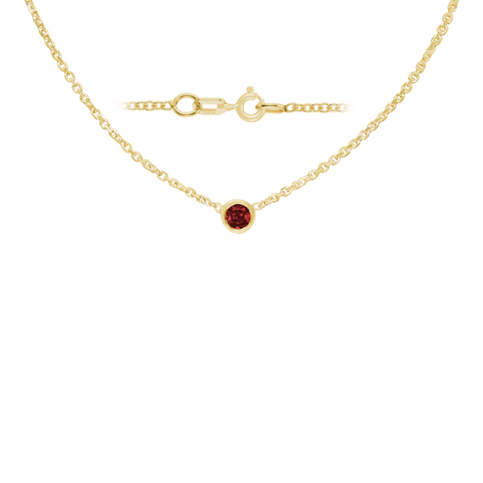 Diamond or Gemstone Round Bezel Charm in 14K Yellow Round Cable Necklace (16-18" Extension)