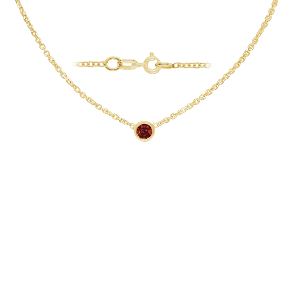 Diamond or Gemstone Round Bezel Charm in 14K Yellow Round Cable Necklace (16-18" Extension)