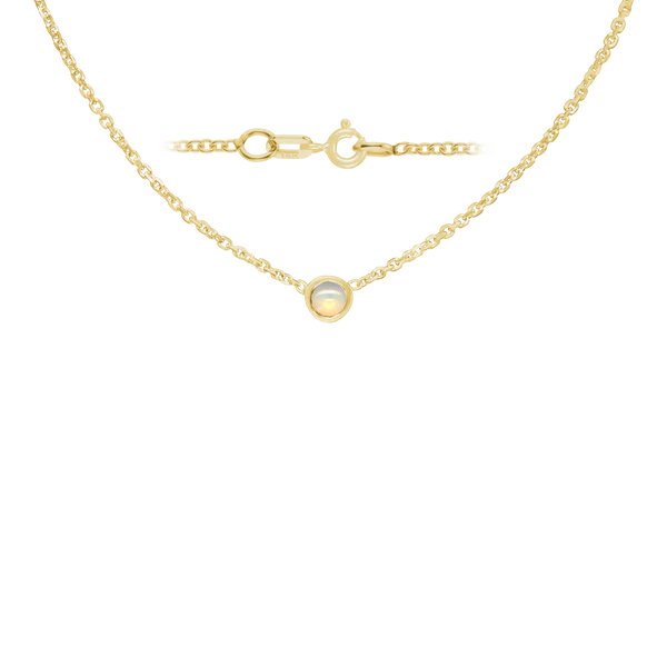 Diamond or Gemstone Round Bezel Charm in 14K Yellow Round Cable Necklace (16-18" Extension)