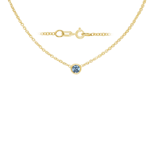 Diamond or Gemstone Round Bezel Charm in 14K Yellow Round Cable Necklace (16-18" Extension)