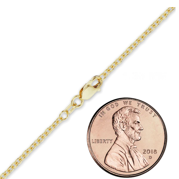 Finished Medium Round Cable Necklace in 10K Yellow Gold (1.05 mm - 2.00 mm)