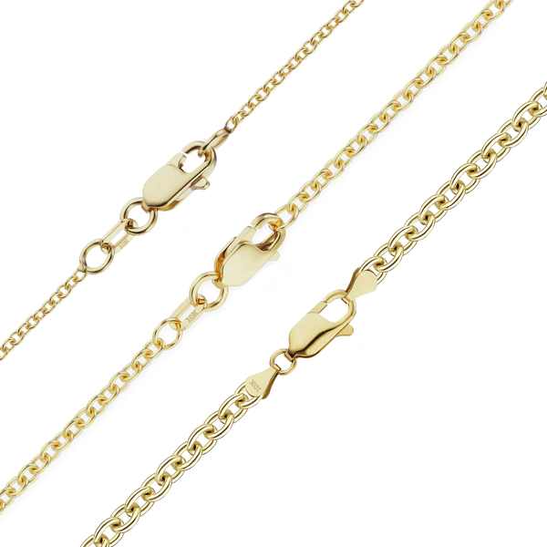 Finished Medium Round Cable Necklace in 10K Yellow Gold (1.05 mm - 2.00 mm)