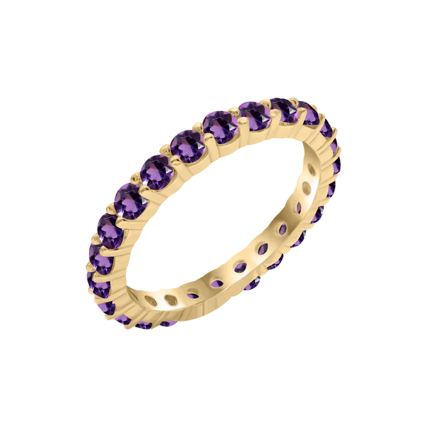14K Yellow Gold Round Eternity Birthstone Ring – 2.50mm / 0.05ct Stones