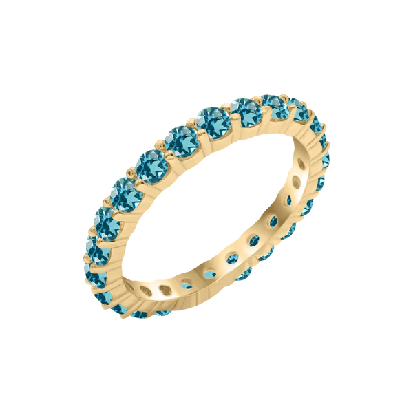 14K Yellow Gold Round Eternity Birthstone Ring – 2.50mm / 0.05ct Stones