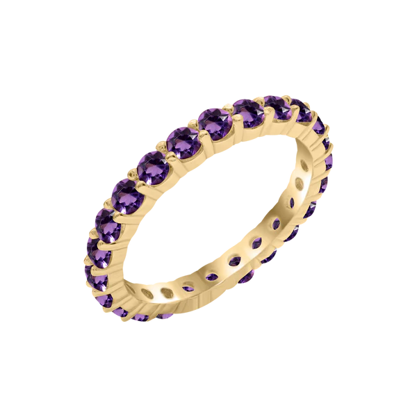 14K Yellow Gold Round Eternity Birthstone Ring – 2.50mm / 0.05ct Stones