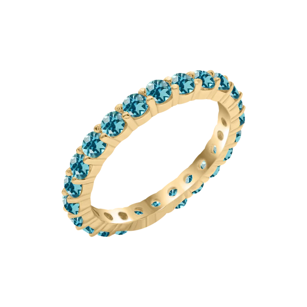 14K Yellow Gold Round Eternity Birthstone Ring – 2.50mm / 0.05ct Stones