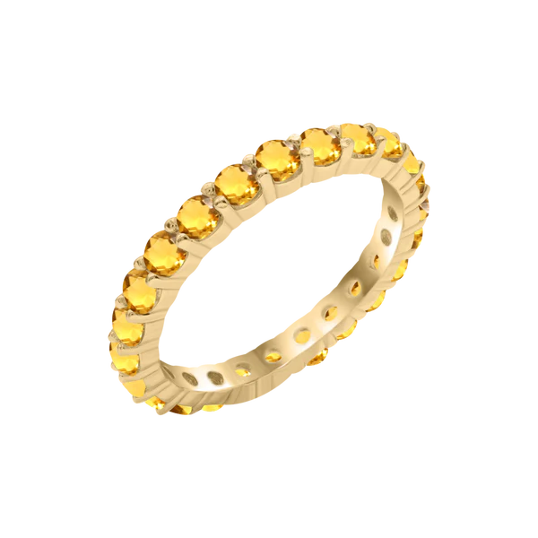 14K Yellow Gold Round Eternity Birthstone Ring – 2.50mm / 0.05ct Stones