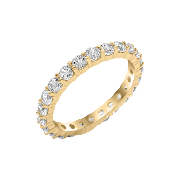 14K Yellow Gold Round Eternity Birthstone Ring – 2.50mm / 0.05ct Stones