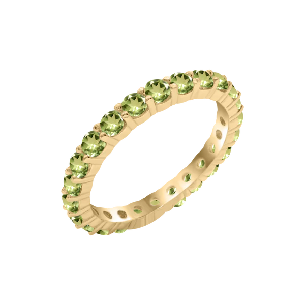 14K Yellow Gold Round Eternity Birthstone Ring – 2.50mm / 0.05ct Stones