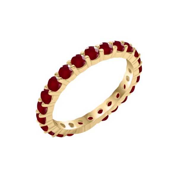 14K Yellow Gold Round Eternity Birthstone Ring – 2.50mm / 0.05ct Stones