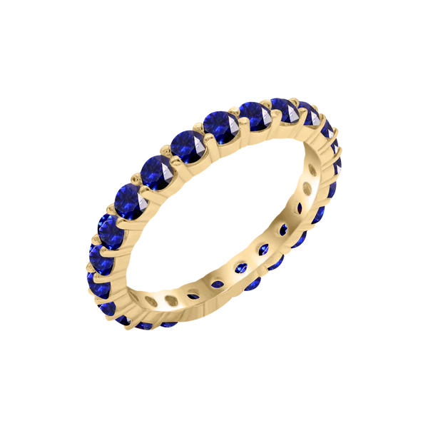 14K Yellow Gold Round Eternity Birthstone Ring – 2.50mm / 0.05ct Stones