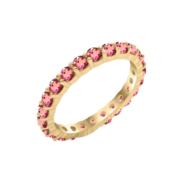 14K Yellow Gold Round Eternity Birthstone Ring – 2.50mm / 0.05ct Stones