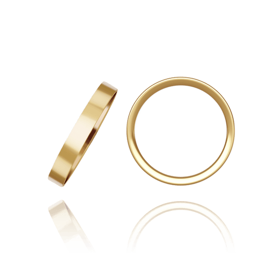 Sleek Flat Wedding Band in Solid 14K Yellow Gold