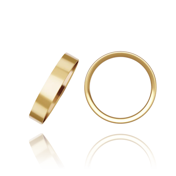 Sleek Flat Wedding Band in Solid 14K Yellow Gold