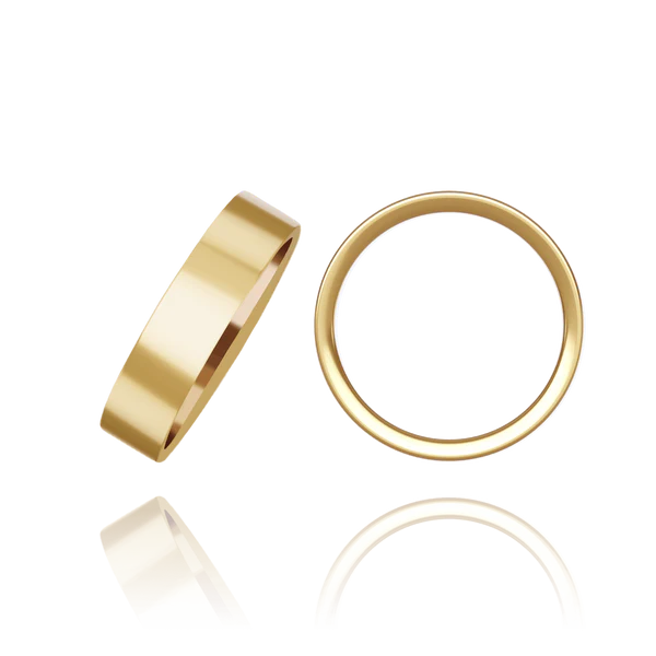 Sleek Flat Wedding Band in Solid 14K Yellow Gold
