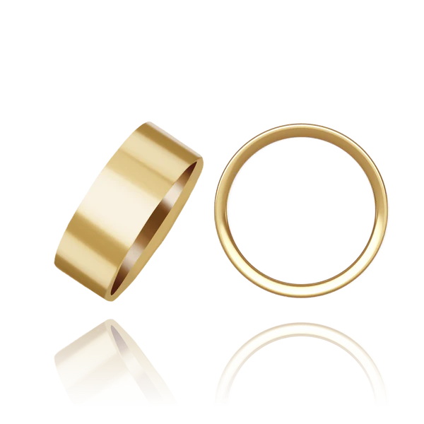 Sleek Flat Wedding Band in Solid 14K Yellow Gold