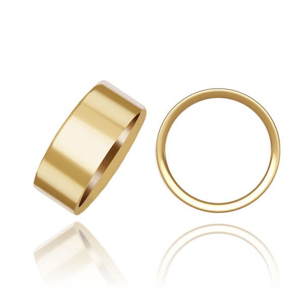 Sleek Flat Wedding Band in Solid 14K Yellow Gold