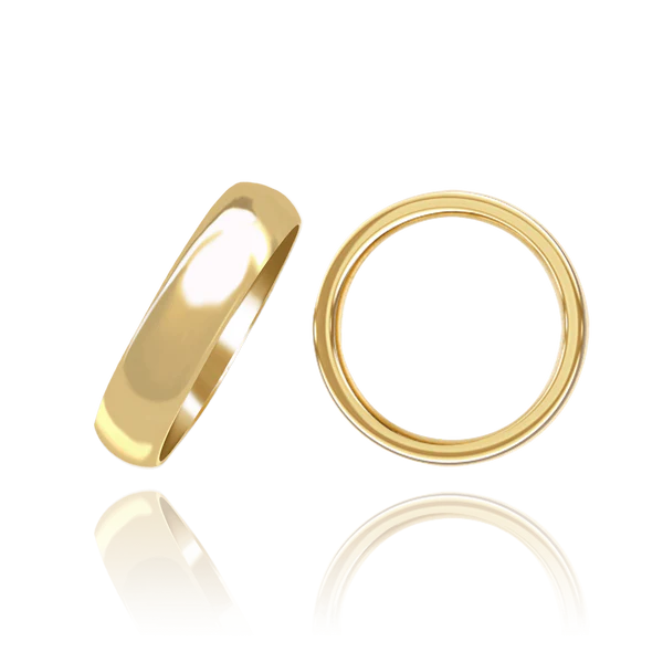 Classic Domed Wedding Band in Solid 14K Yellow Gold