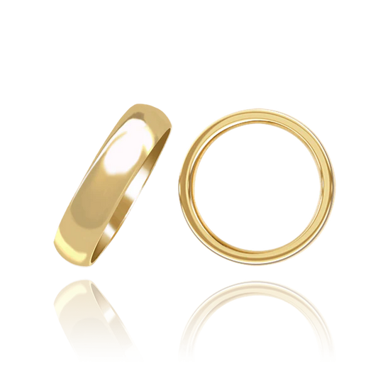 Classic Domed Wedding Band in Solid 14K Yellow Gold