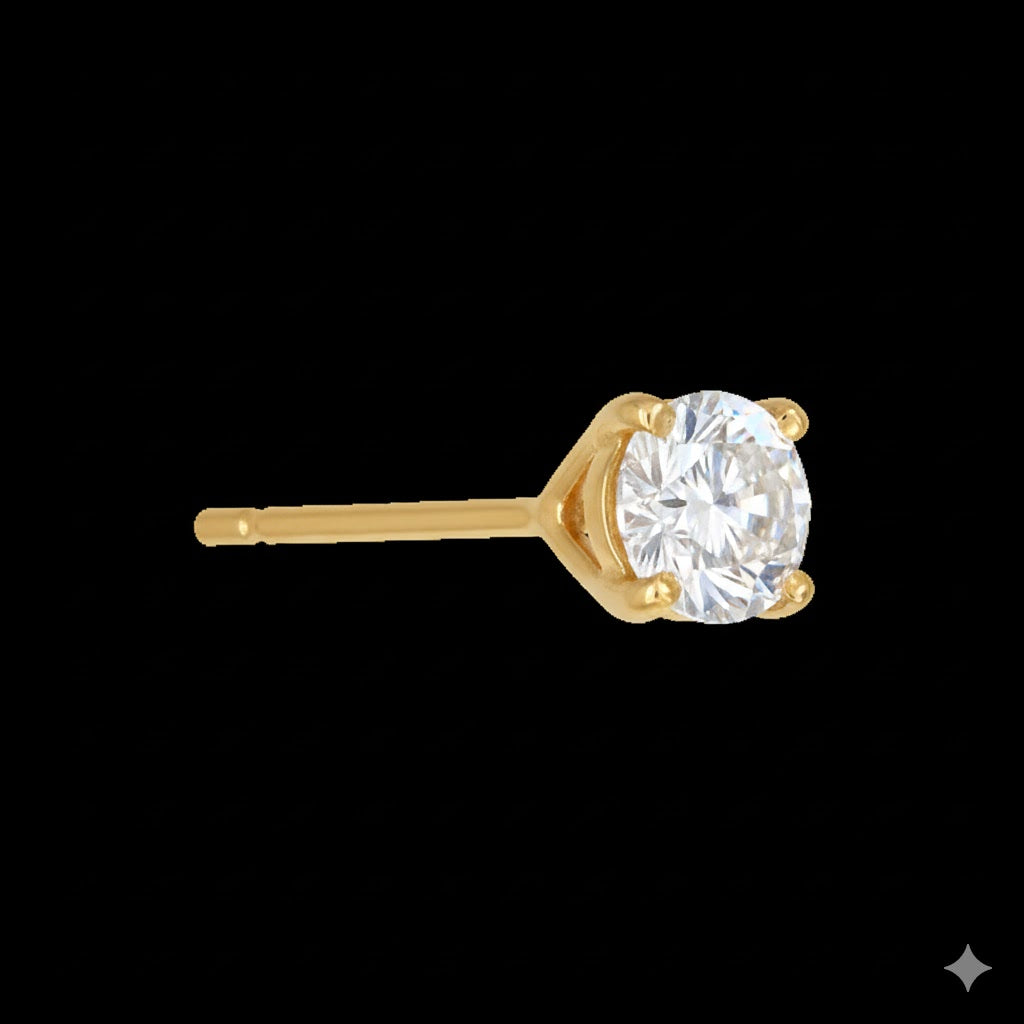 Round Three Prong Halo Earrings with Push Post