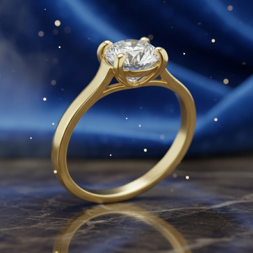 1.01 Carat Round Brilliant Diamond Lucida Solitaire Ring in 14K Yellow Gold (IGI Certified)